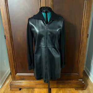 Valerie Stevens Genuine Leather & Merino Wool Jacket | Size L | Two- Way Zipper